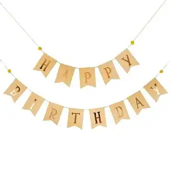 Tesco Gold Happy Birthday with Pom Poms Cardboard Letter Banner Kit offer