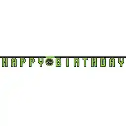 Tesco Gaming Party Happy Birthday Cardboard Jointed Letter Banner 218cm offer