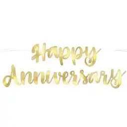 Tesco Gold Script Happy Anniversary Foil Cardboard Letter Banner 182cm offer