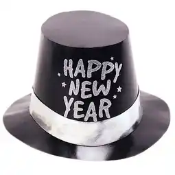 Tesco Glitter Happy New Year Black Top Hat Fancy Dress offer