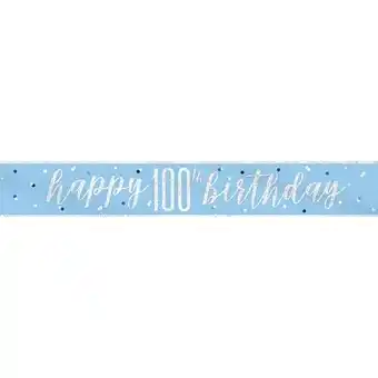 Tesco Blue Glitz Happy 100th Birthday Holographic Foil Banner 274cm offer