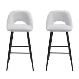 Tesco Living and Home 2-Piece Upholstered Bar Stool with Backrest - White offer