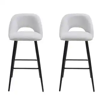 Tesco Living and Home 2-Piece Upholstered Bar Stool with Backrest - White offer