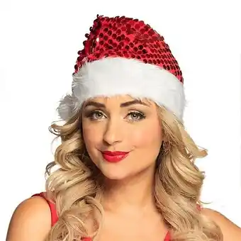 Tesco Red Sequin Santa Hat Christmas Fancy Dress offer