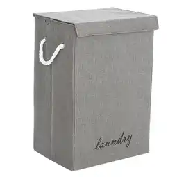 Tesco Living and Home Laundry Hamper Storage with Lid & Handles - Grey offer