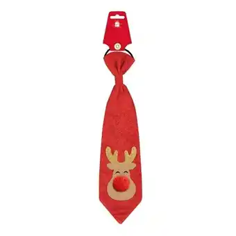 Tesco Novelty Christmas Red Glitter Reindeer Fancy Dress Tie offer