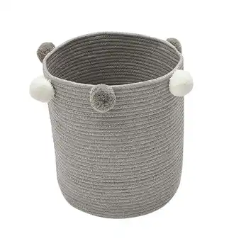 Tesco Living and Home Cotton Rope Basket with Pompom for Laundry & Toys - Grey offer