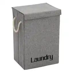 Tesco Living and Home Laundry Hamper Clothes Storage with Lid & Handles- Grey offer