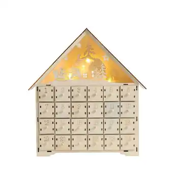 Tesco Living and Home Wooden Christmas Advent Calendar with LED Light offer