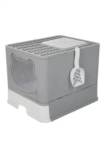 Tesco Living and Home Hooded Odours-Resistant Cat Litter Box with Scoop - Grey offer