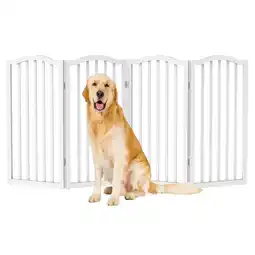 Tesco Living and Home Wooden Foldable Freestanding 4-Panel Pet Gate - White offer