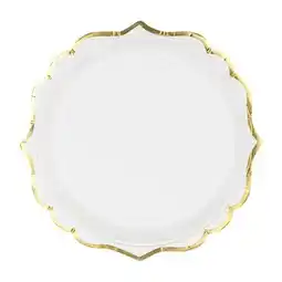 Tesco White With Gold Edges Paper Plates 18cm - Pack of 6 offer