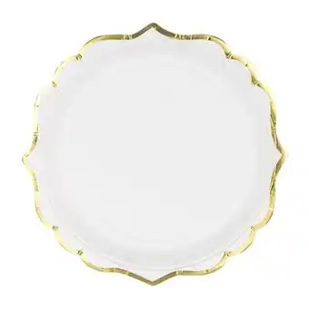 Tesco White With Gold Edges Paper Plates 18cm - Pack of 6 offer