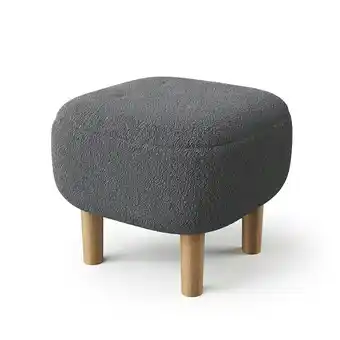 Tesco Living and Home Footstool Pouffe Stool with Wooden Legs - Grey offer