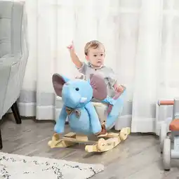 Tesco (Blue) Homcom Ride on Rocking Toy 2 in 1 Plush Elephant offer