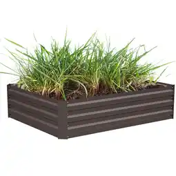 Tesco Living and Home Galvanized Steel Rectangular Raised Garden Bed- Brown- 120cm W x 90cm D x 30cm H offer