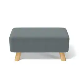 Tesco Living and Home Rectangular Tofu-shaped Footrest with Solid Wooden Legs offer