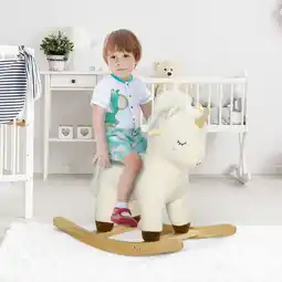 Tesco AIYAPLAY Rocking Horse with Unicorn Design, Sound, for 2-4 Years Old, White offer