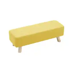 Tesco Living and Home Rectangular Tofu-shaped Footrest with Solid Wooden Legs - Yellow offer