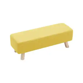 Tesco Living and Home Rectangular Tofu-shaped Footrest with Solid Wooden Legs - Yellow offer