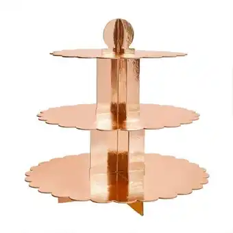 Tesco Rose Gold Foil 3 Tier Cupcake Stand offer