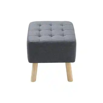 Tesco Living and Home Linen Fabric Padded Wooden Leg Footstool - Dark Grey offer