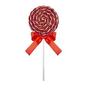 Tesco Christmas Red & White Glitter Lollipop Decoration 24cm offer