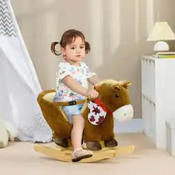 Tesco HOMCOM Kids Rocking Horse, Plush Baby Rocking Chair w/ Safety Harness, Sounds offer