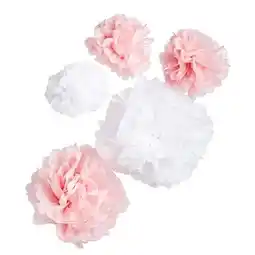 Tesco Pink & White Paper Pom Poms Decorations - Pack of 5 offer