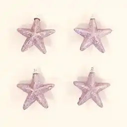 Tesco Rose Gold Glittered Star Christmas Tree Decorations 8cm - Pack of 4 offer