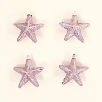 Tesco Rose Gold Glittered Star Christmas Tree Decorations 8cm - Pack of 4 offer