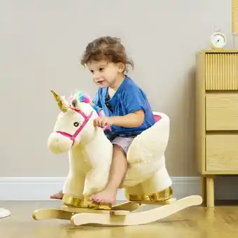 Tesco AIYAPLAY Rocking Horse Ride on Unicorn with Realistic Sound for 18-36 Months offer