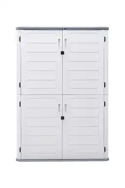 Tesco Living and Home Outdoor Resin Storage Cabinet - White & Grey offer