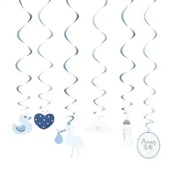 Tesco Blue Baby Shower Hanging Swirl Decorations - Pack of 6 offer