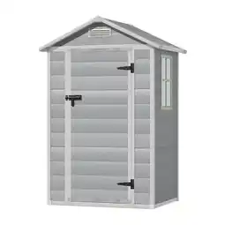 Tesco Living and Home Plastic Garden Storage Shed - Grey 122.5 x 92.5 x 202cm offer