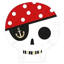 Tesco Pirate Treasure Island Skull Shaped Paper Plates 26cm - Pack of 8 offer