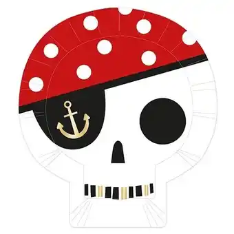 Tesco Pirate Treasure Island Skull Shaped Paper Plates 26cm - Pack of 8 offer