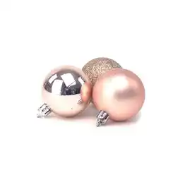 Tesco Rose Gold Christmas Baubles Christmas Tree Decorations 5cm - Pack of 8 offer