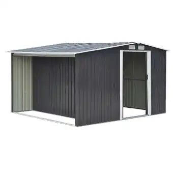 Tesco Living and Home Garden Storage Shed with Log Storage - Black 330 x 260 x 178cm offer