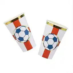 Tesco Come on England Football Jumbo Paper Cups 450ml - Pack of 8 offer