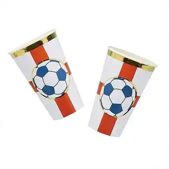 Tesco Come on England Football Jumbo Paper Cups 450ml - Pack of 8 offer