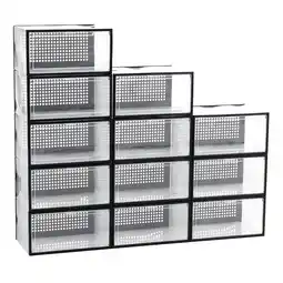 Tesco Living and Home Clear Plastic Stackable Shoe Storage Box Set of 12 offer