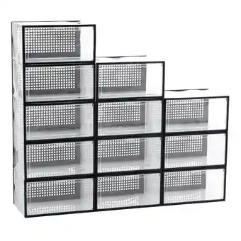 Tesco Living and Home Clear Plastic Stackable Shoe Storage Box Set of 12 offer