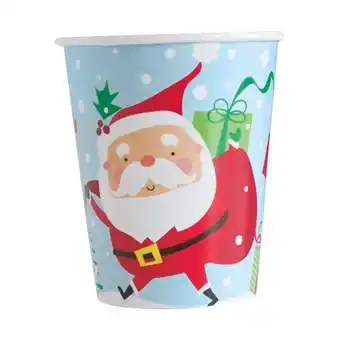 Tesco Colourful Santa Claus Christmas Compostable Paper Cups 270ml - Pack of 8 offer