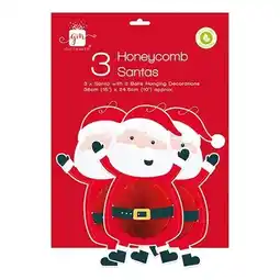 Tesco Santa Claus Christmas Honeycomb Paper Hanging Decorations 38cm - Pack of 3 offer