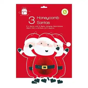 Tesco Santa Claus Christmas Honeycomb Paper Hanging Decorations 38cm - Pack of 3 offer