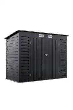 Tesco Living and Home Outdoor Galvanized Steel 2 doors Storage Shed - Black 240 x 113 x 183cm offer