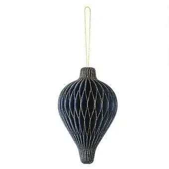 Tesco Navy Blue Honeycomb Droplet Hanging Paper Bauble Decoration 12cm offer