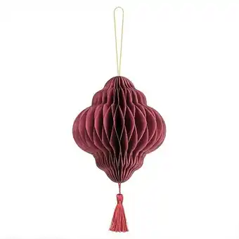 Tesco Burgundy Honeycomb Lantern with Tassel Hanging Paper Bauble Decoration 15cm offer