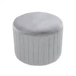 Tesco Living and Home Round Velvet Dressing Table Ottoman - Grey offer